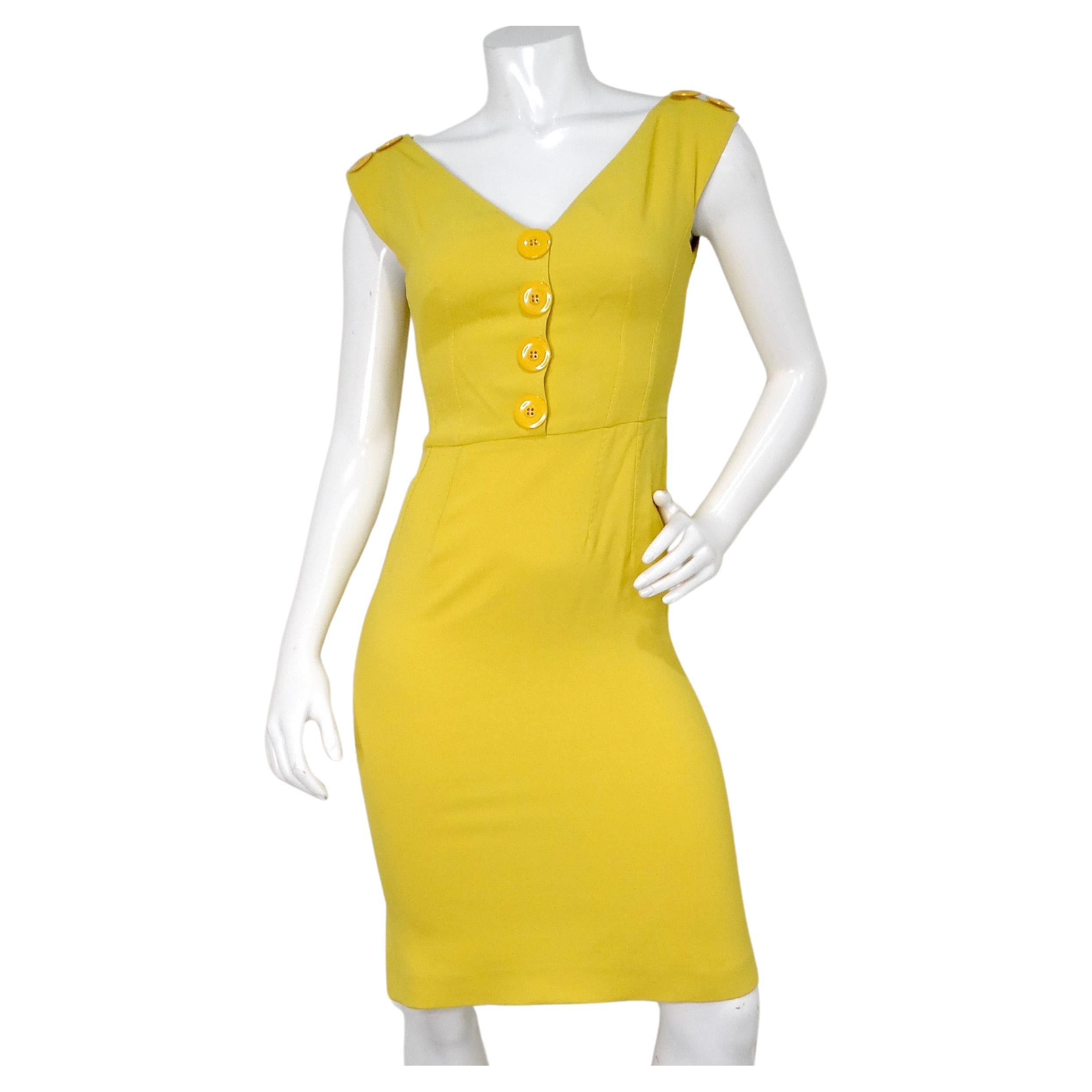 Dolce & Gabbana Vestido largo midi con cuello en V y botones en venta