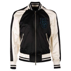 Dolce & Gabbana - Varsity Jacket with DG Logo and Zips Black White 54