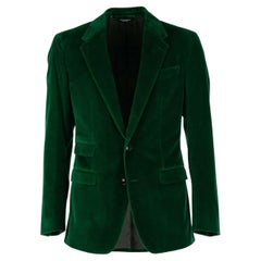 Dolce & Gabbana Velvet Blazer NAPOLI with Notch Lapel and Pockets Green 46