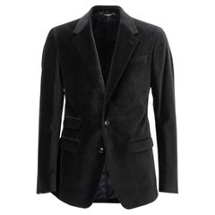 Dolce & Gabbana Velvet Blazer NAPOLI with Notch Lapel and Pockets Grey Black 48