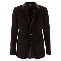 Dolce & Gabbana Velvet Blazer NAPOLI with Peak Lapel and Pockets Brown 46