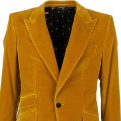 Dolce & Gabbana Velvet Blazer SICILIA with Peak Lapel and Pockets Yellow 44