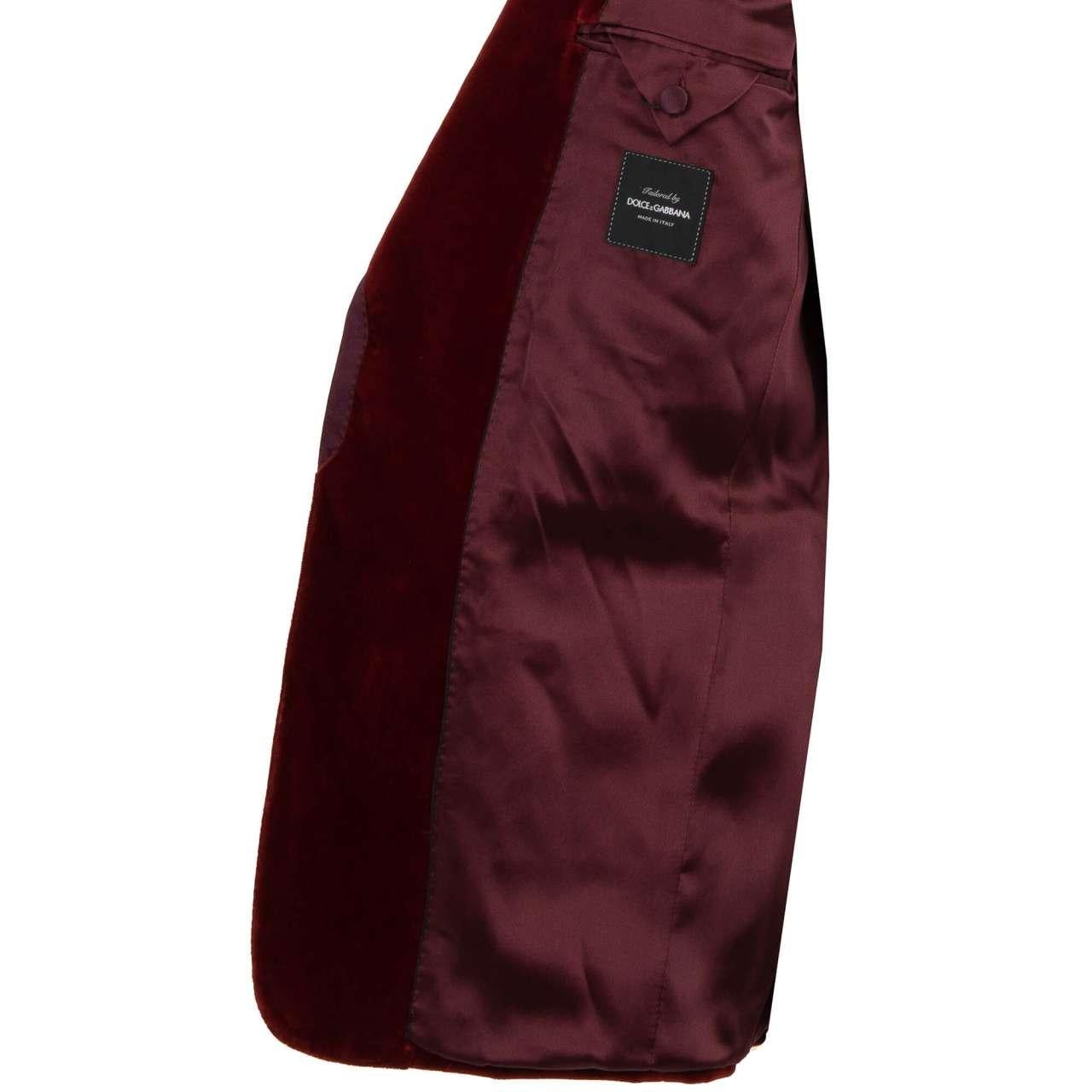 Dolce & Gabbana - Samt-Blazer mit Spitzenrevers in Rot, 48 38 M Herren im Angebot