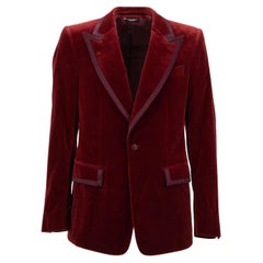 Dolce & Gabbana - Velvet Blazer with Peak Lapel Red Bordeaux 48 38 M