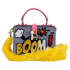 Dolce & Gabbana - Velvet Clutch Bag DOLCE BOX BOOM with Logo Blue pink