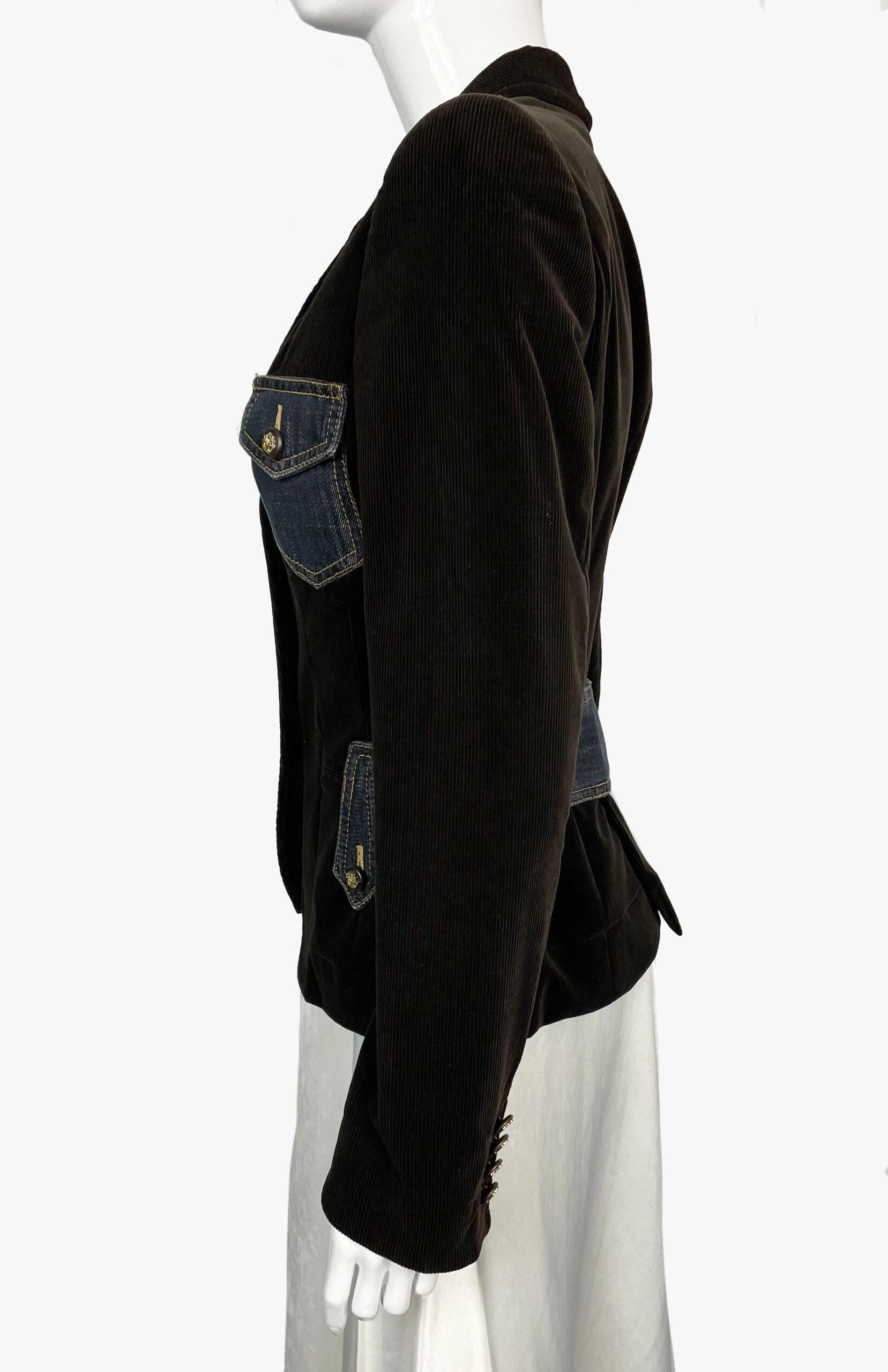 Women's Dolce & Gabbana velvet jacket with denim patch pockets For Sale