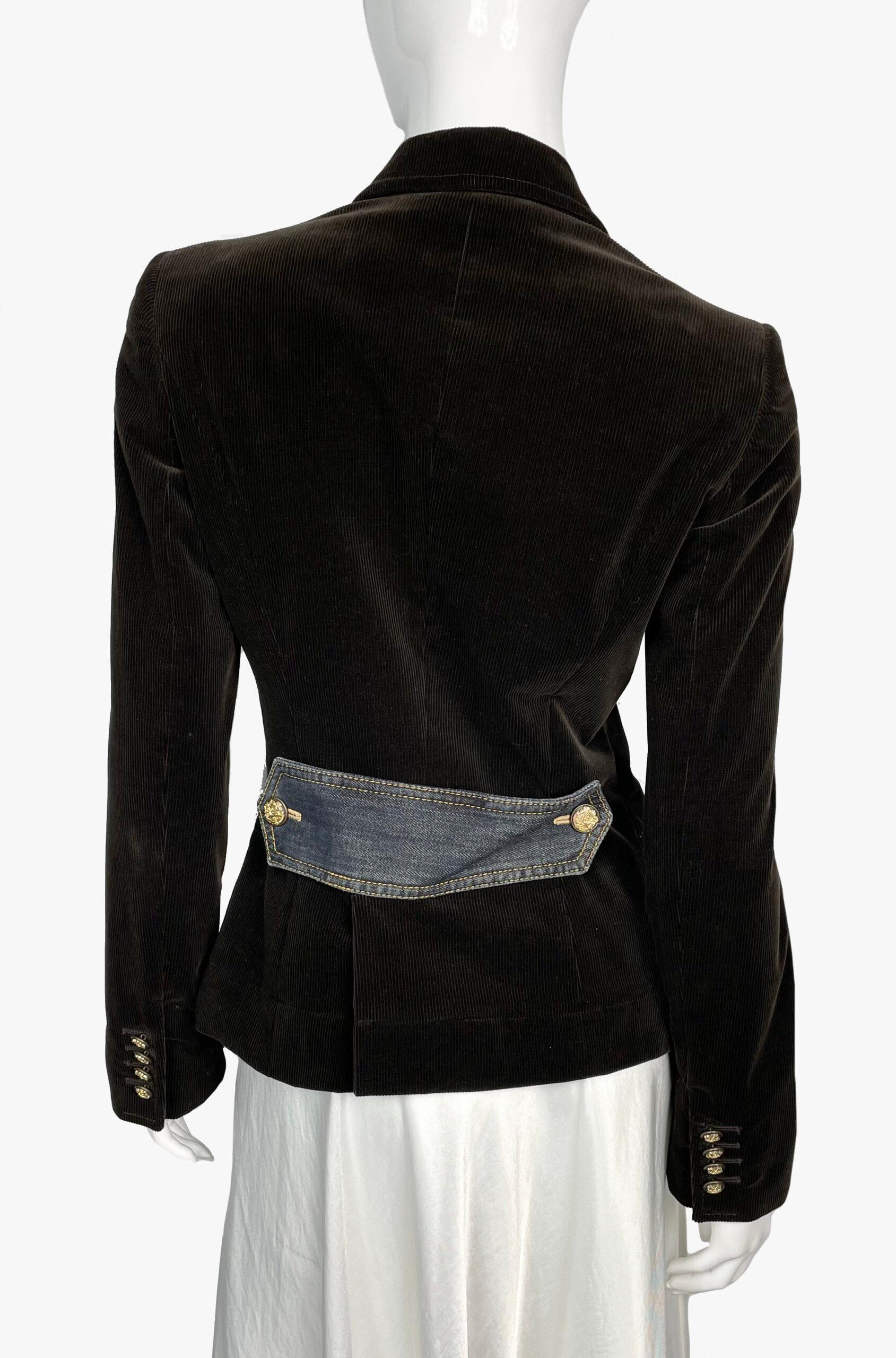 Dolce & Gabbana velvet jacket with denim patch pockets For Sale 1