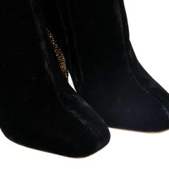 Dolce & Gabbana - Velvet Jeweled Boots JACKIE Black Gold EUR 37.5
