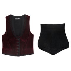 Dolce & Gabbana Velvet Waistcoat  & Embroidered Shorts Set