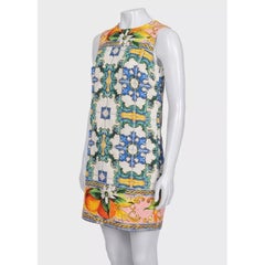 Dolce & Gabbana Vibrant Printed Cotton Silk Dress XXS