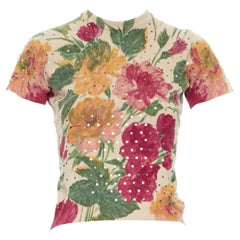 DOLCE GABBANA Vintage 100% cashmere sequins floral print knit top IT42 M