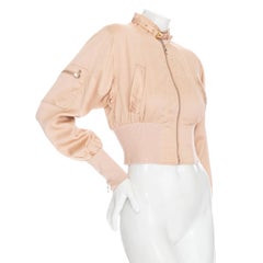 Dolce & Gabbana Vintage 1990s Blush Zip Crop Bomber Jacket