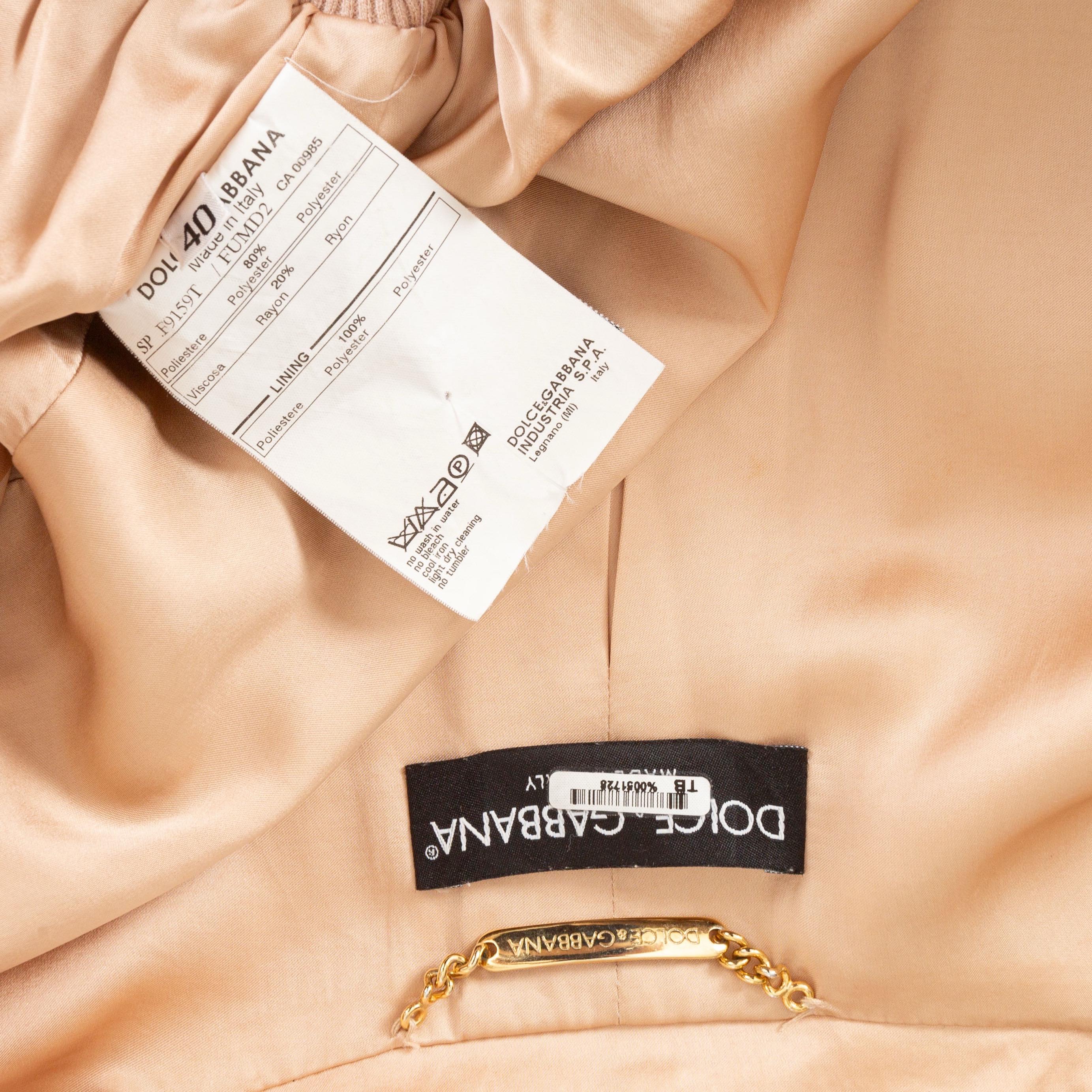 Dolce & Gabbana Vintage 1990s Blush Zip Crop Bomber Jacket For Sale 4