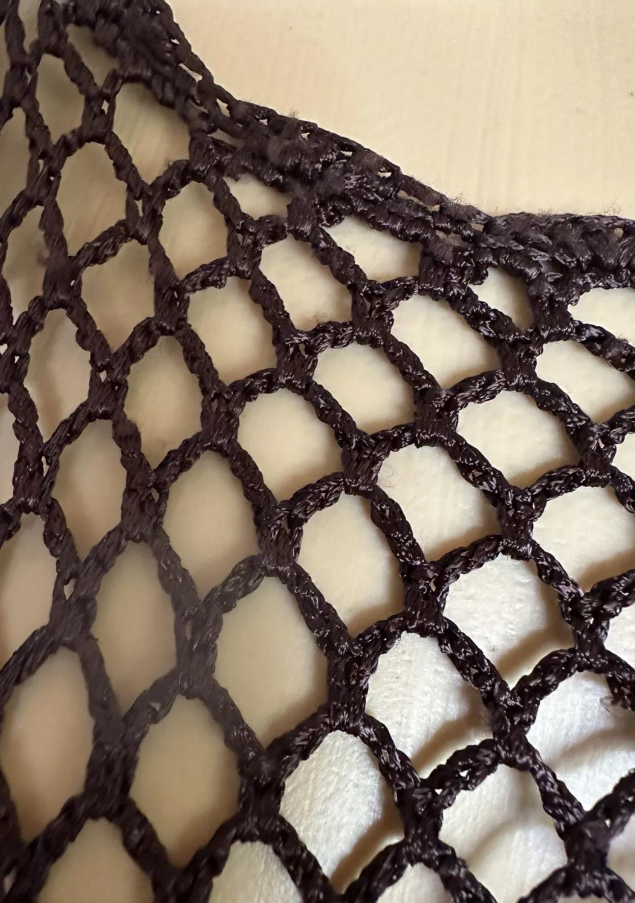 DOLCE & GABBANA Vintage 1990’S Brown Crochet Fishnet Sleeveless Top In Good Condition In Woodland Hills, CA