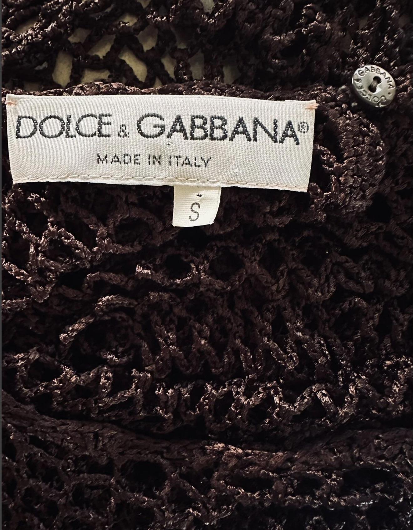DOLCE & GABBANA Vintage 1990’S Brown Crochet Fishnet Sleeveless Top 2