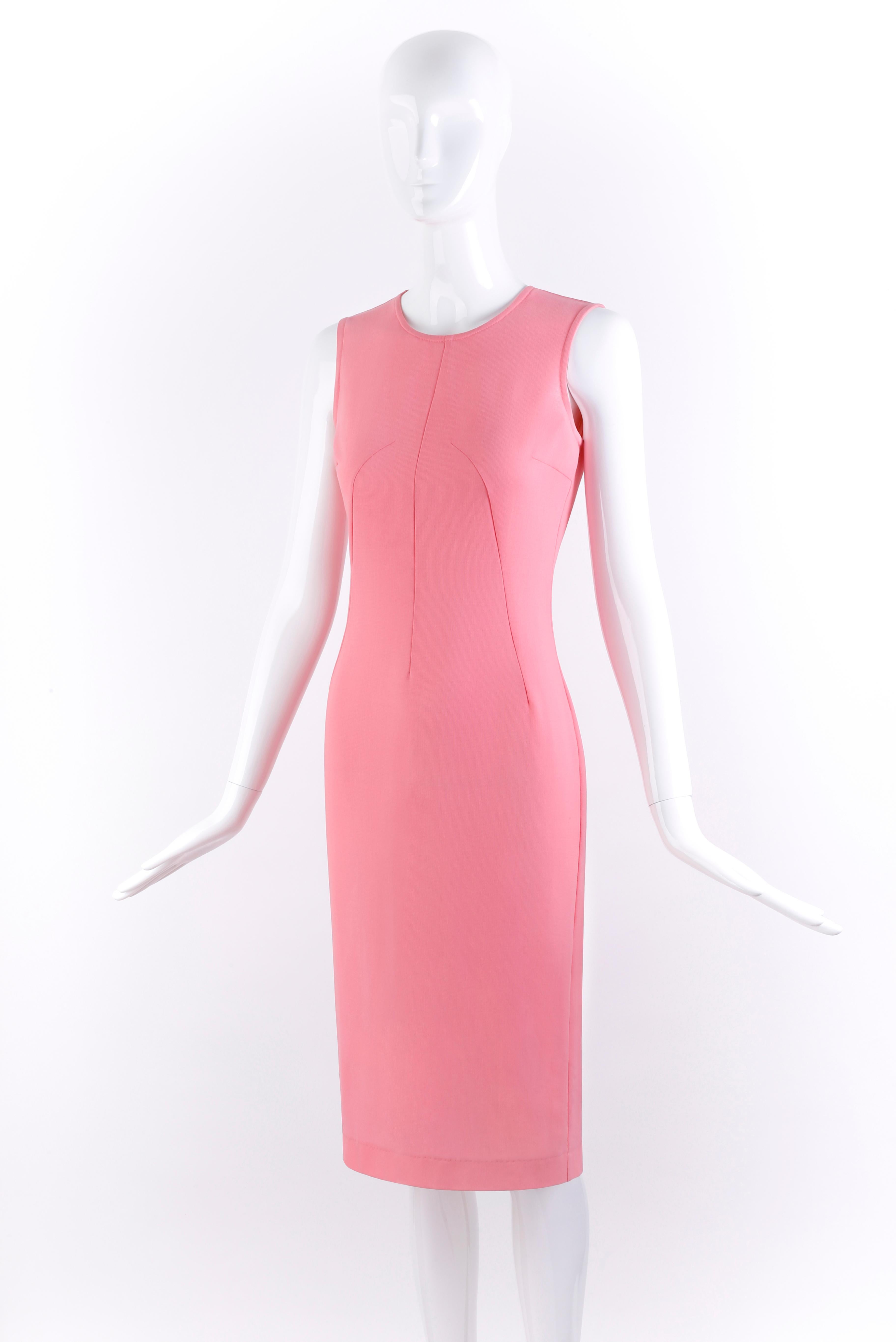 Women's Dolce & Gabbana Vintage 1990's Bubblegum Pink Sleeveless Fitted Sheath Dress 38 For Sale