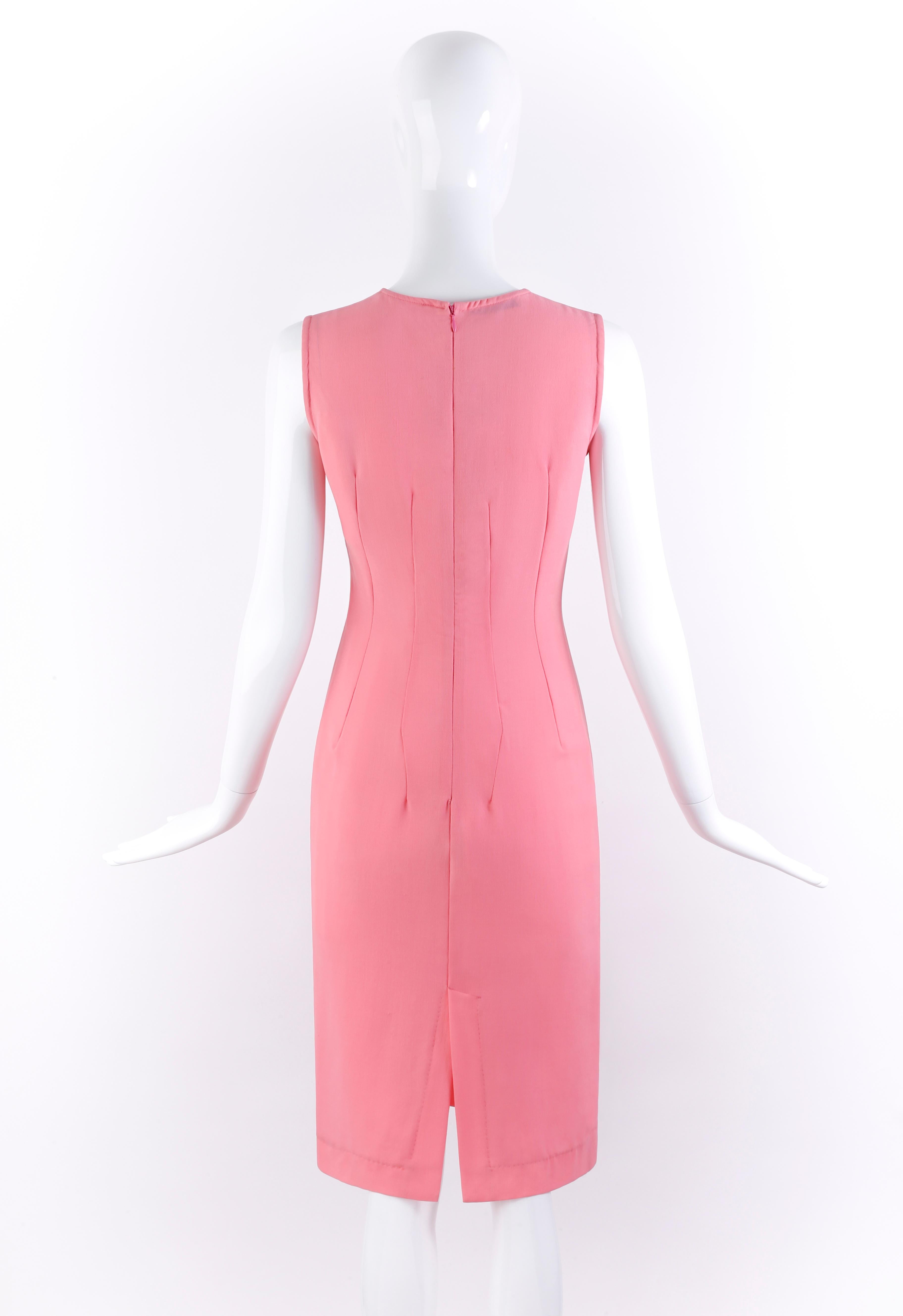 Dolce & Gabbana Vintage 1990's Bubblegum Pink Sleeveless Fitted Sheath Dress 38 For Sale 2