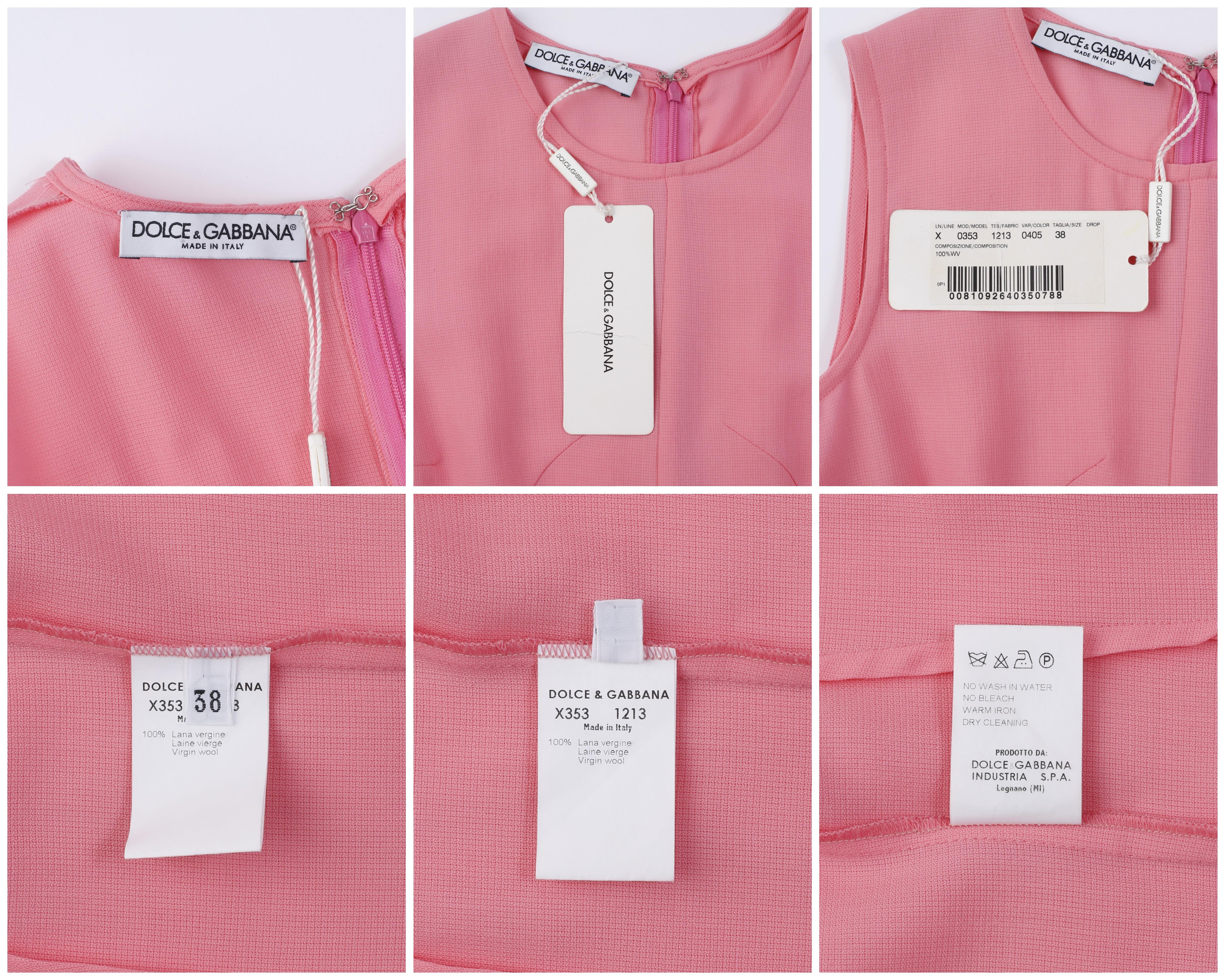 Dolce & Gabbana Vintage 1990's Bubblegum Pink Sleeveless Fitted Sheath Dress 38 For Sale 4