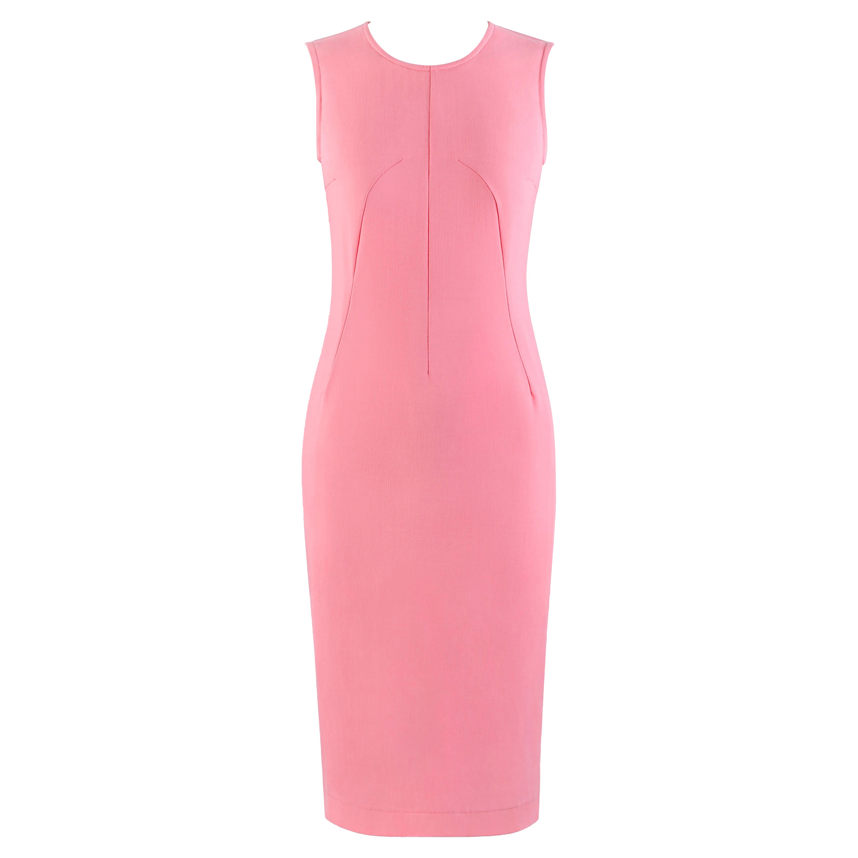 Dolce & Gabbana - Robe fourreau ajustée sans manches rose bonbon, vintage, années 1990, 38