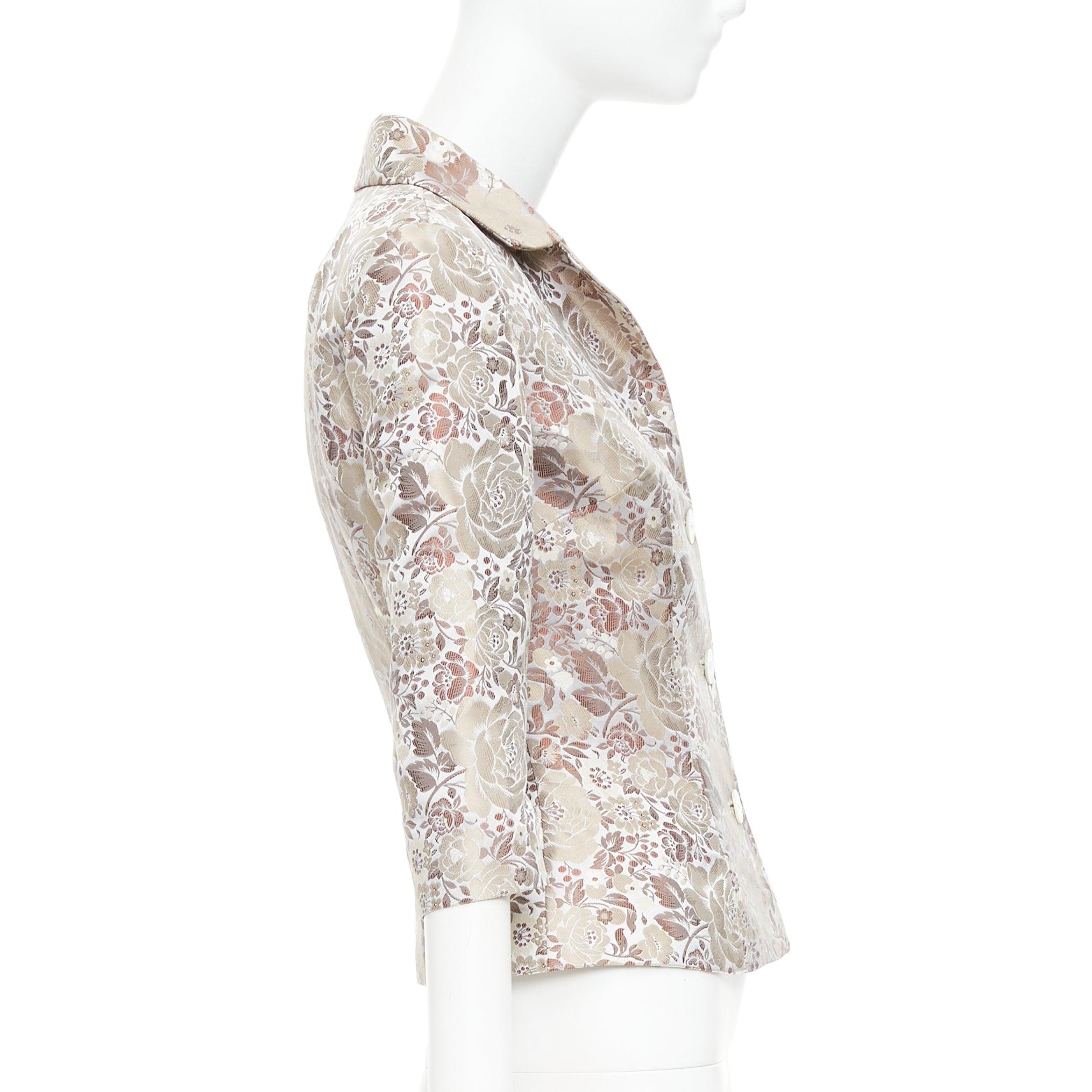 Women's DOLCE GABBANA Vintage 1990s floral jacquard cropped blazer jacket IT38 XS For Sale