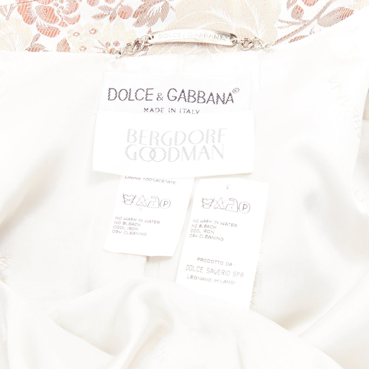 DOLCE GABBANA Vintage 1990s floral jacquard cropped blazer jacket IT38 XS For Sale 4