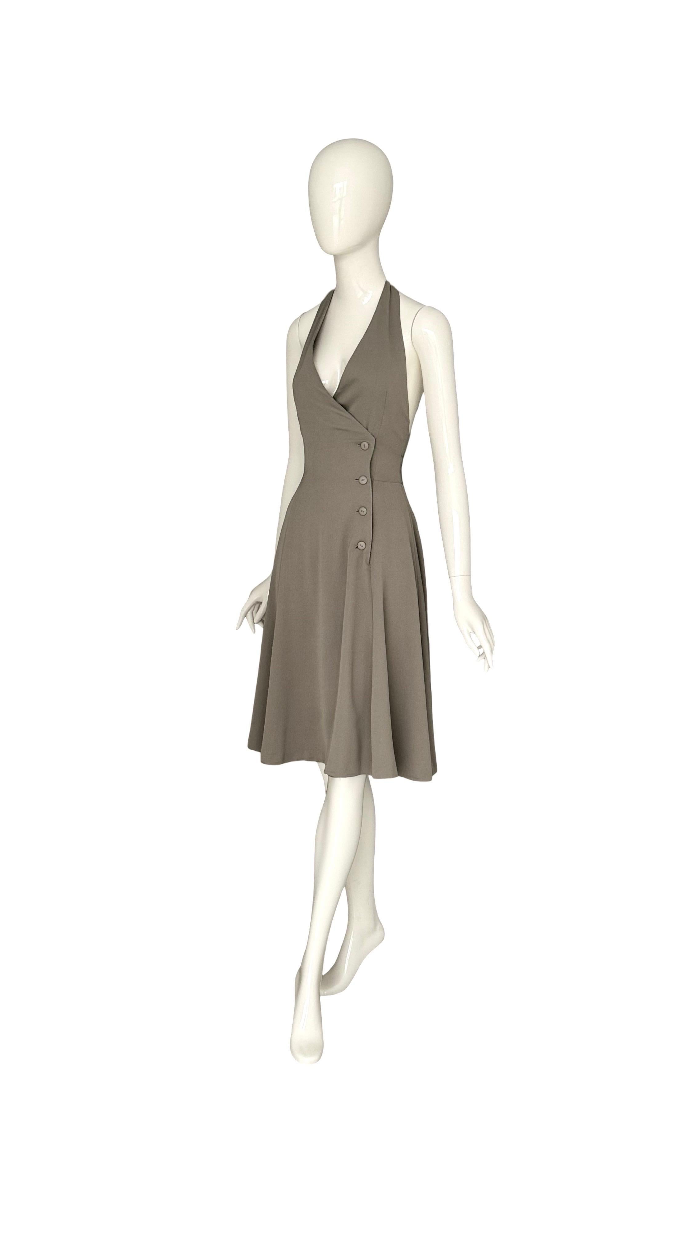 Dolce & Gabbana Vintage 1990s Halter Open Back Mid-Length Wrap Dress In condizioni ottime in vendita a Antwerpen, Vlaams Gewest