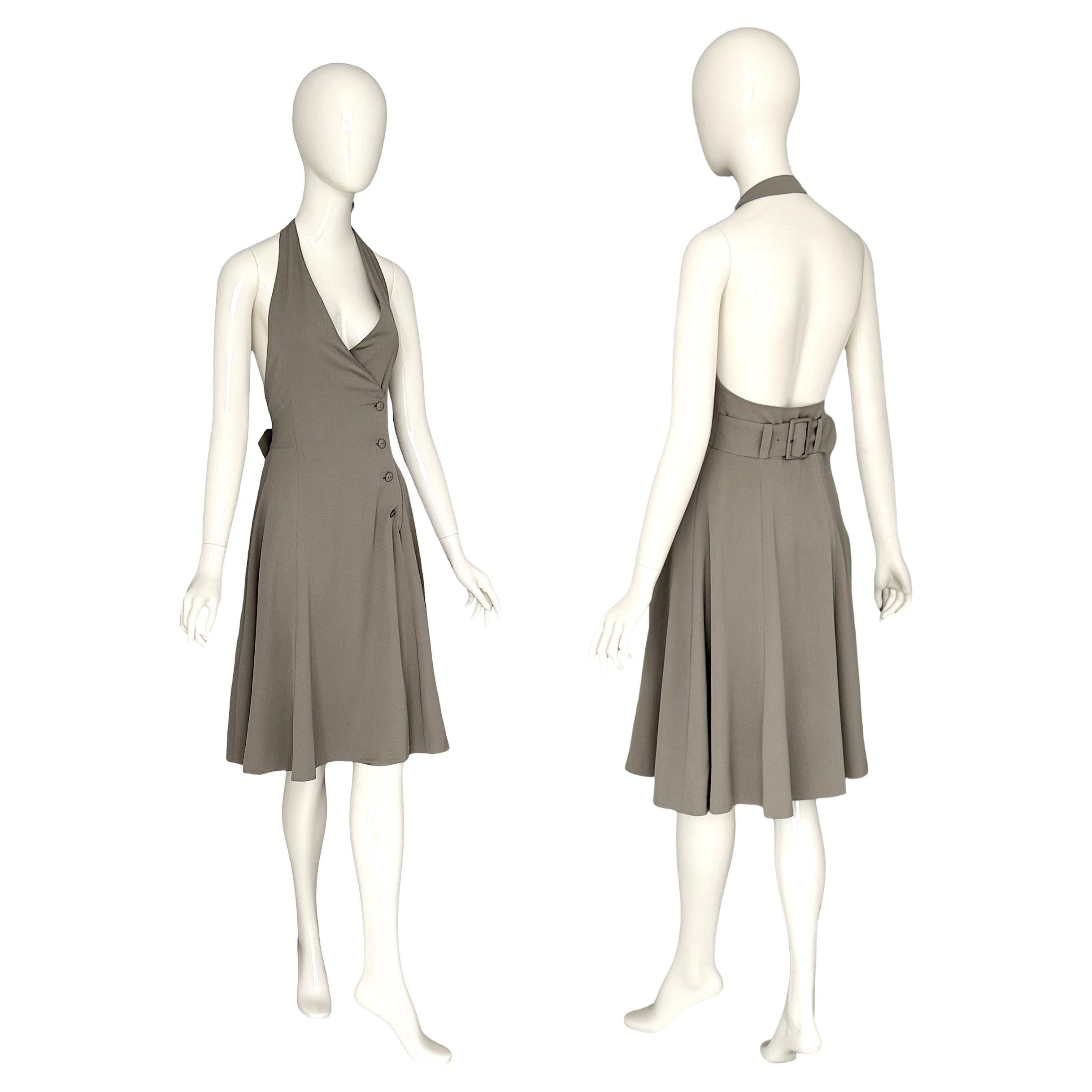 Dolce & Gabbana Vintage 1990s Halter Open Back Mid-Length Wrap Dress in vendita