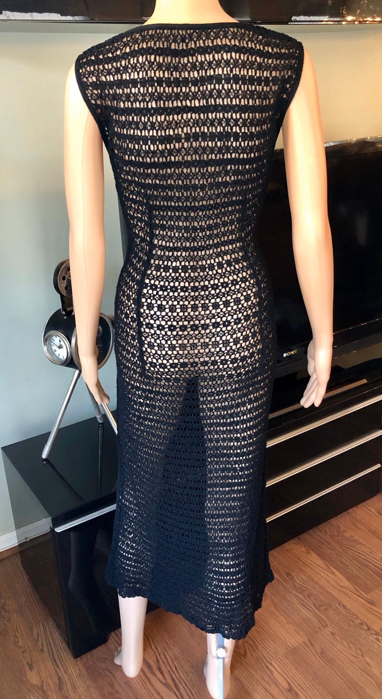 dolce and gabbana crochet dress Dolce & Gabbana Long Crochet Dress In Yellow