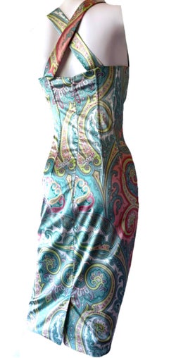 DOLCE & GABBANA Vintage 2000s Stretch Silk Paisley Corset Dress