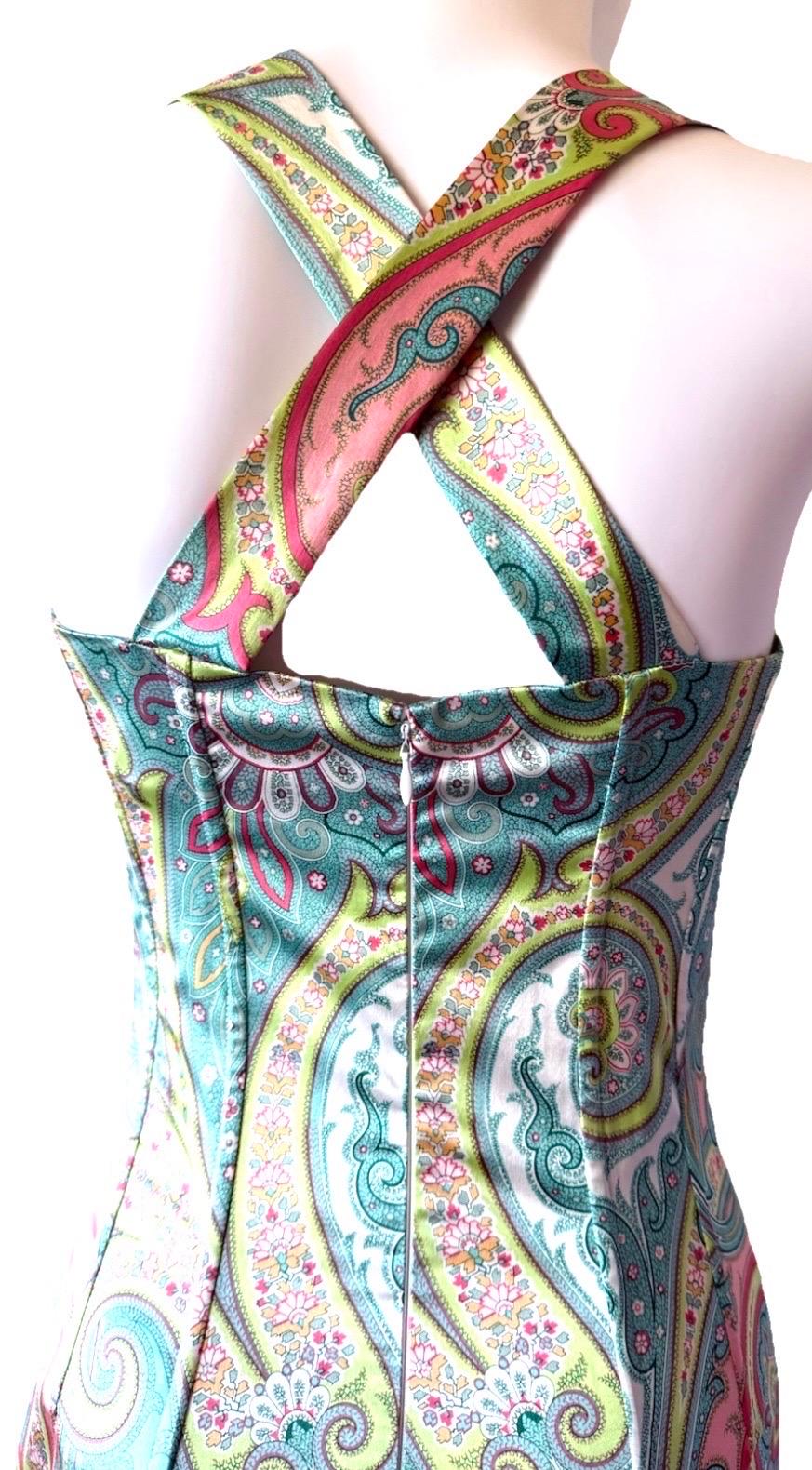 DOLCE & GABBANA Vintage 2000er Stretch-Seiden-Paisley-Korsettkleid im Angebot 1