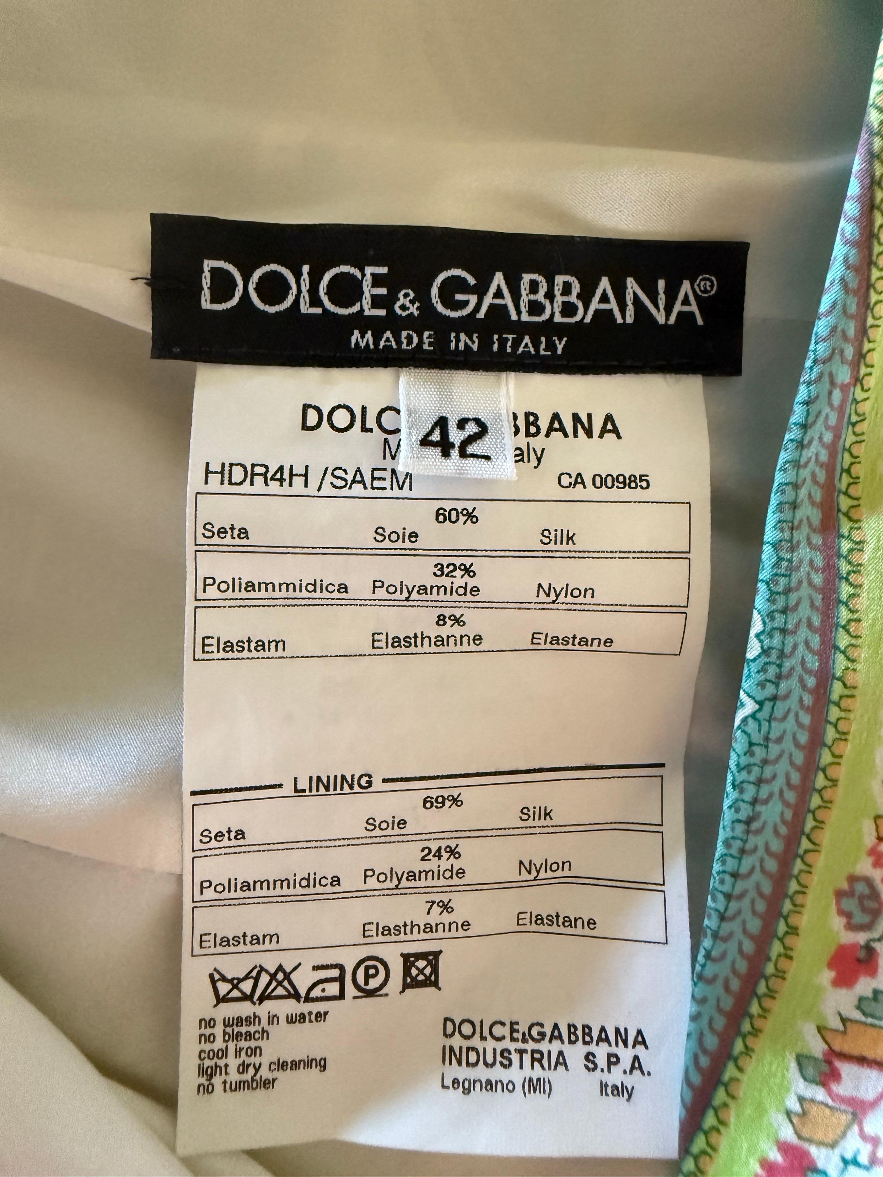 DOLCE & GABBANA Vintage 2000er Stretch-Seiden-Paisley-Korsettkleid im Angebot 4