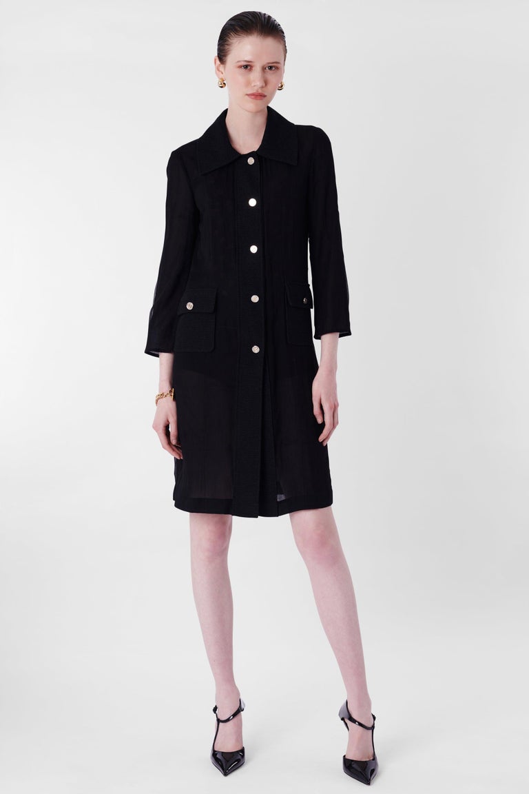 Dolce and Gabbana Vintage 2003 Black Silk Trench Coat For Sale at