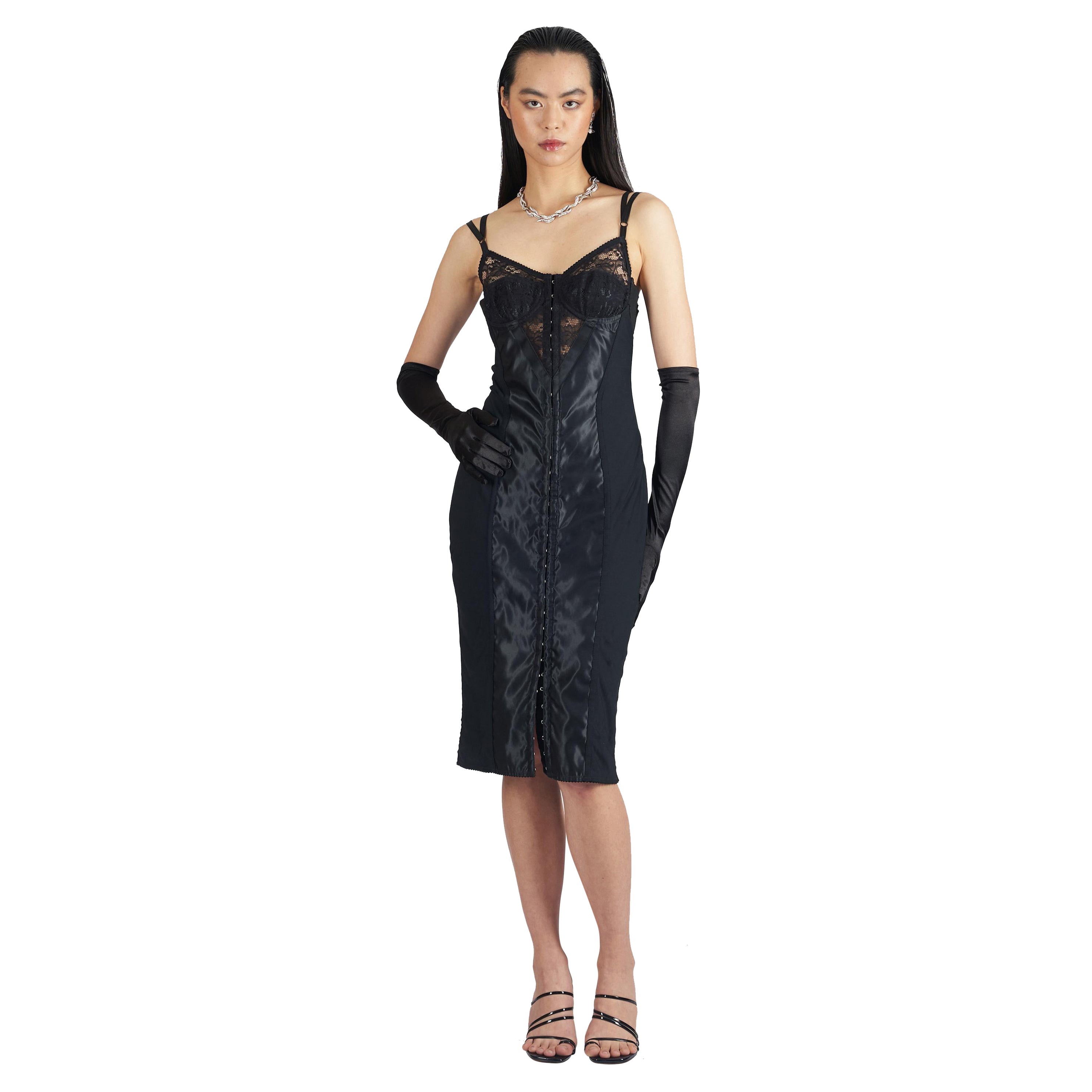 Dolce & Gabbana - Vestito midi con corsetto in pizzo vintage 2003