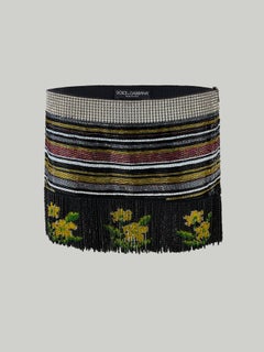 Dolce & Gabbana Vintage Beaded Fringe Mini Skirt Runway Spring Summer S/S 2000