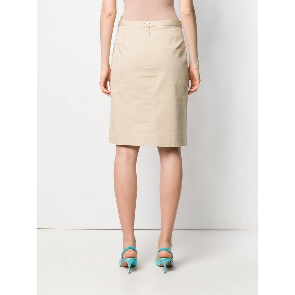 Women's Dolce & Gabbana Vintage beige cotton 90s midi straight skirt For Sale