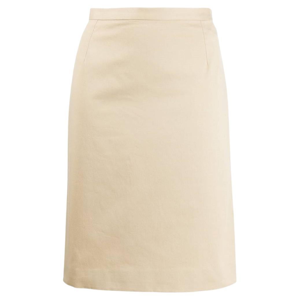 Dolce & Gabbana Vintage beige cotton 90s midi straight skirt For Sale