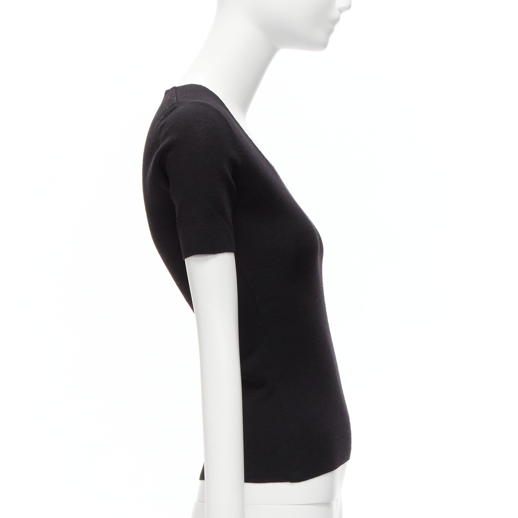 Women's DOLCE GABBANA Vintage black 100% virgin wool V neck minimal top IT44 L For Sale