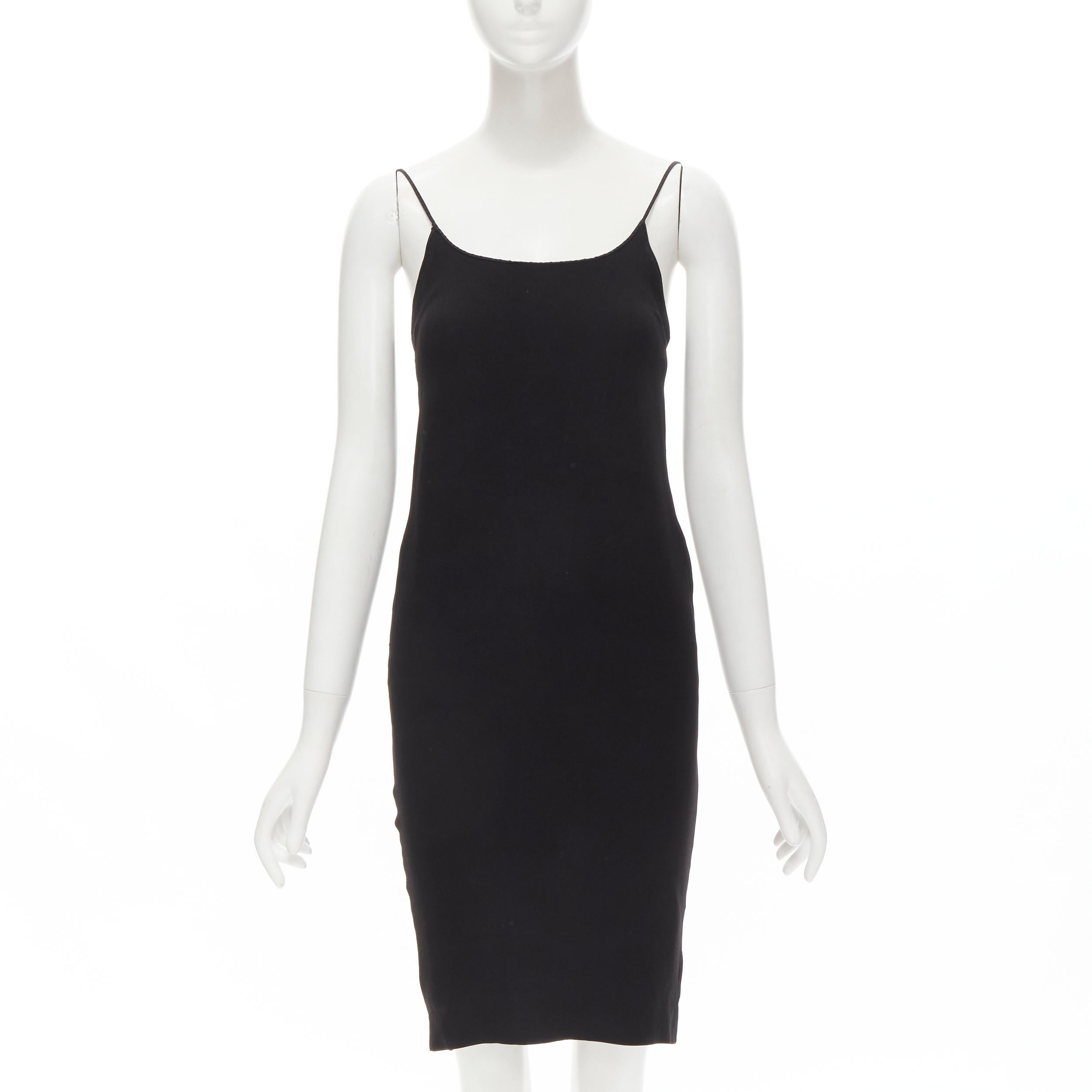 DOLCE GABBANA Vintage black acetate viscose minimal slip dress IT42 M In Good Condition For Sale In Hong Kong, NT
