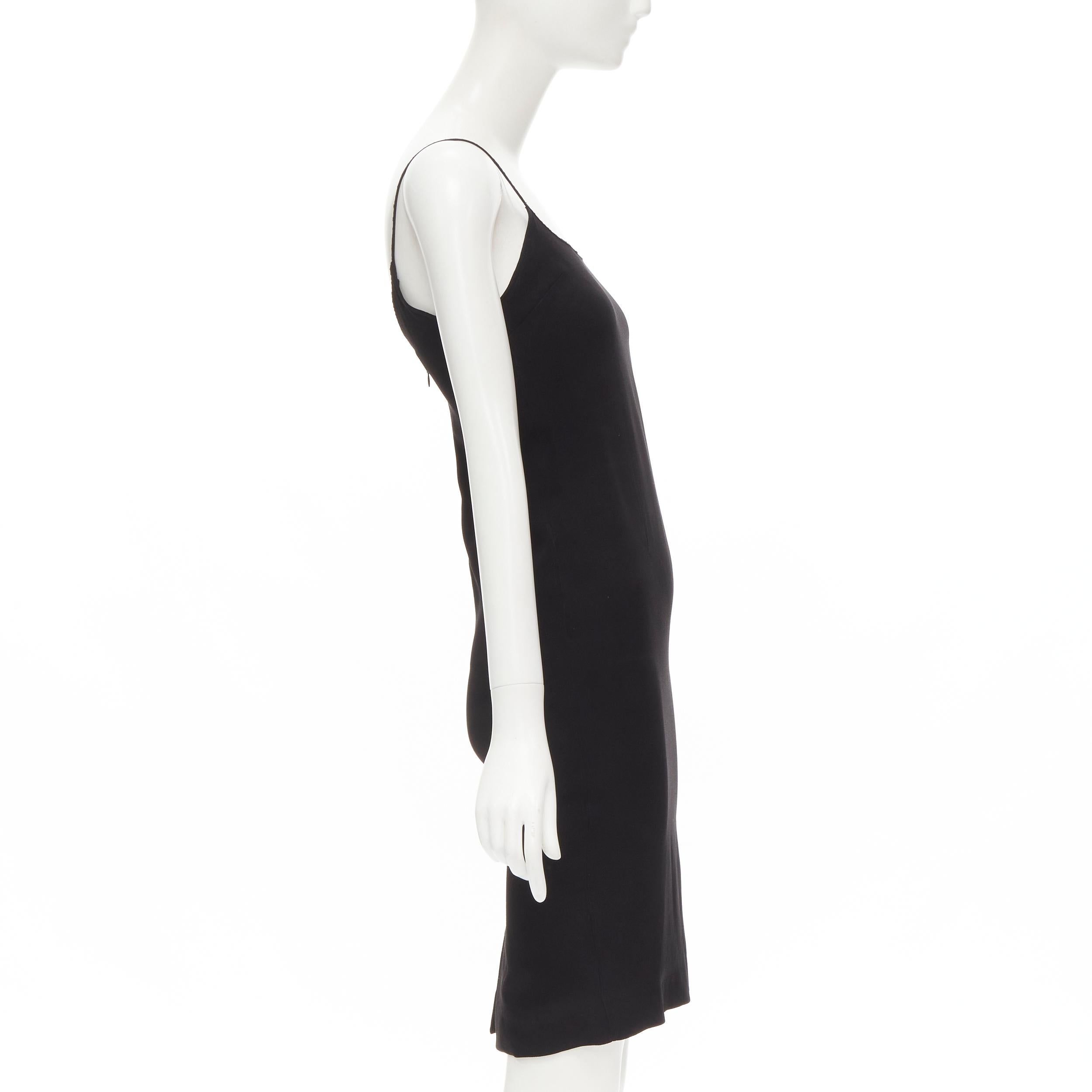 Women's DOLCE GABBANA Vintage black acetate viscose minimal slip dress IT42 M For Sale