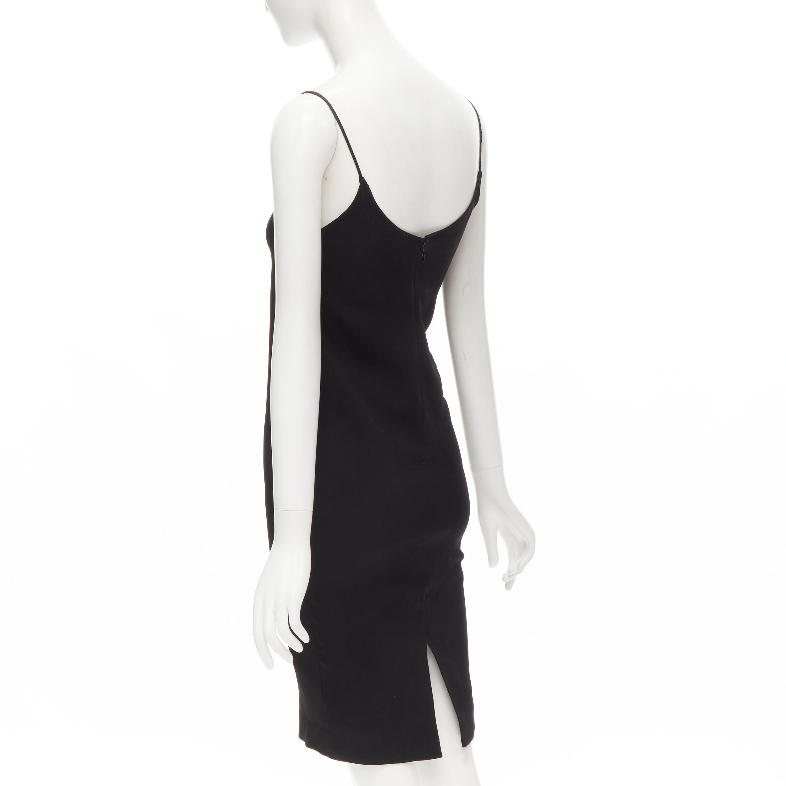DOLCE GABBANA Vintage black acetate viscose minimal slip dress IT42 M For Sale 2