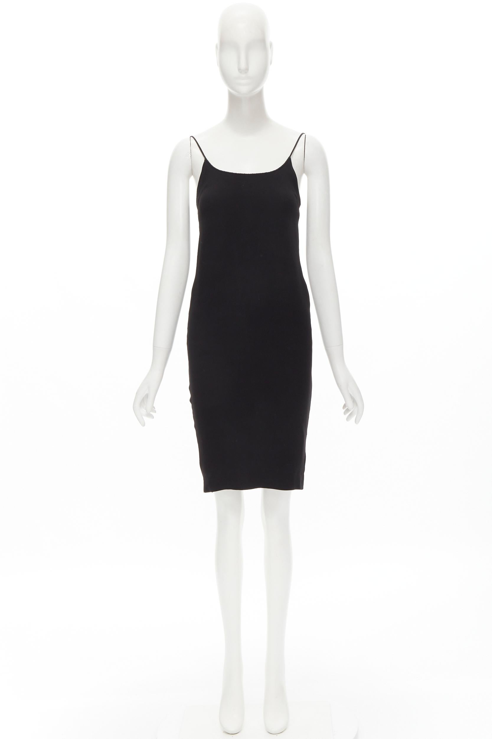 DOLCE GABBANA Vintage black acetate viscose minimal slip dress IT42 M For Sale 5