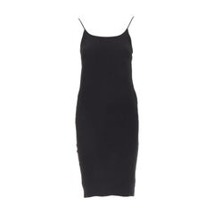 DOLCE GABBANA Vintage black acetate viscose minimal slip dress IT42 M