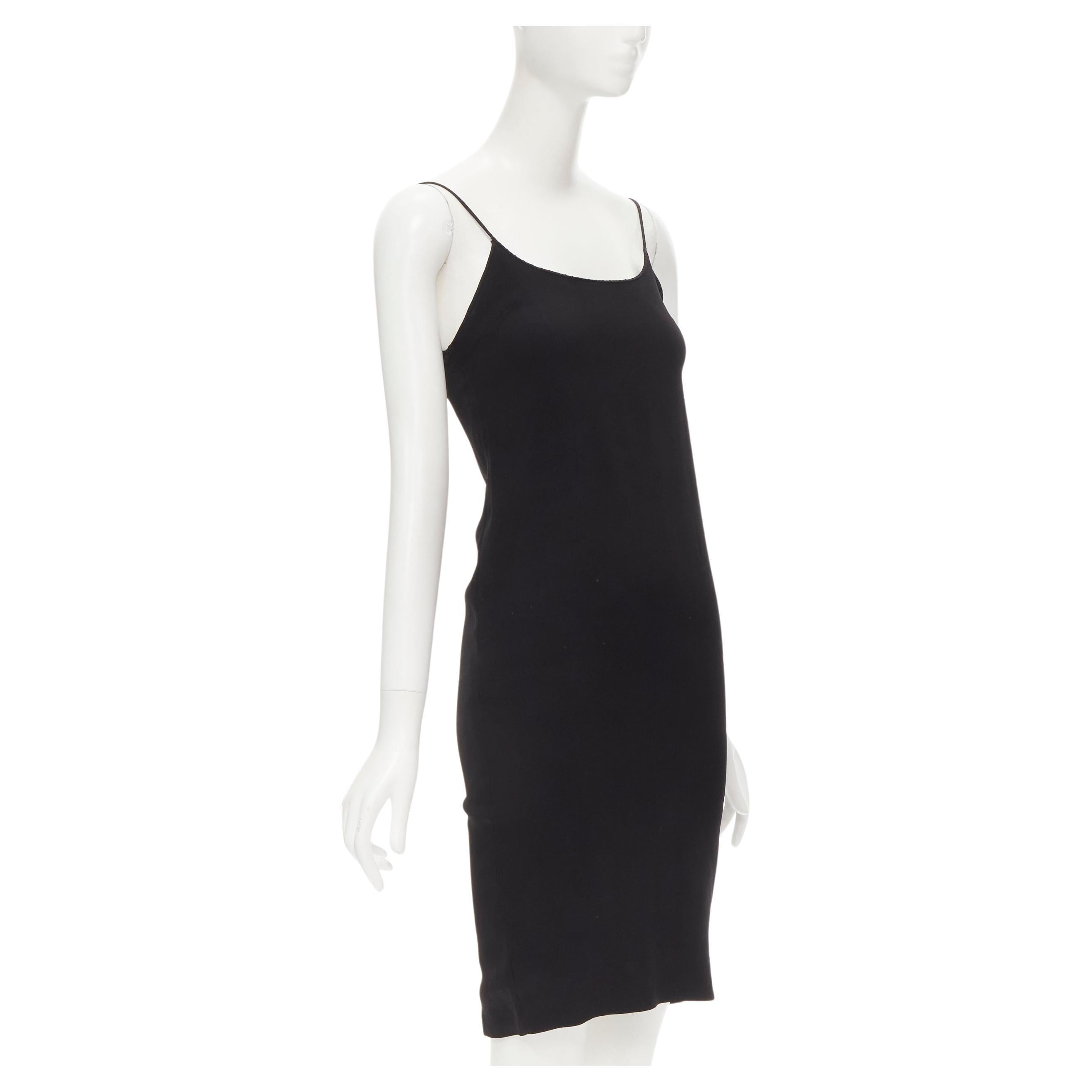 DOLCE GABBANA Vintage black acetate viscose minimal slip dress IT42 M For Sale