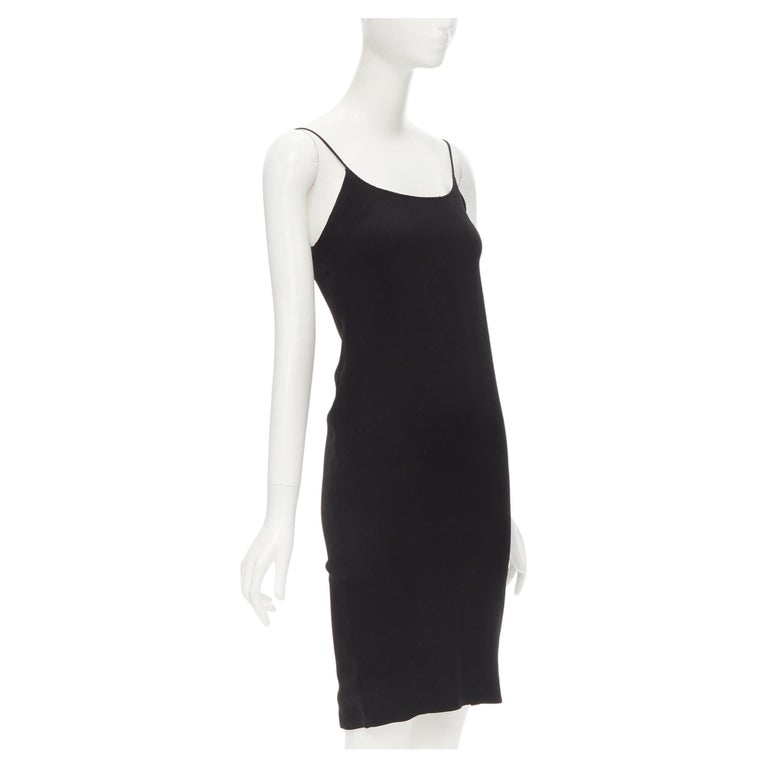 DOLCE GABBANA Vintage black acetate viscose minimal slip dress IT42 M ...