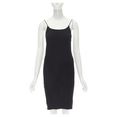 DOLCE GABBANA Vintage black acetate viscose minimal slip dress IT42 M