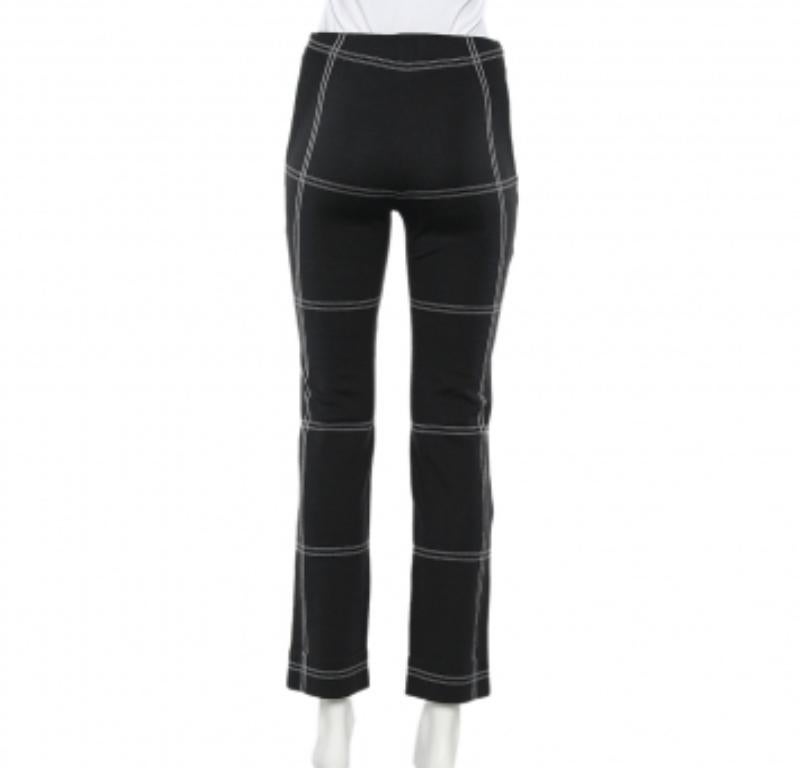 Dolce & Gabbana Vintage Black Checkered Cotton Knit Leggings S In Good Condition For Sale In Dubai, Al Qouz 2