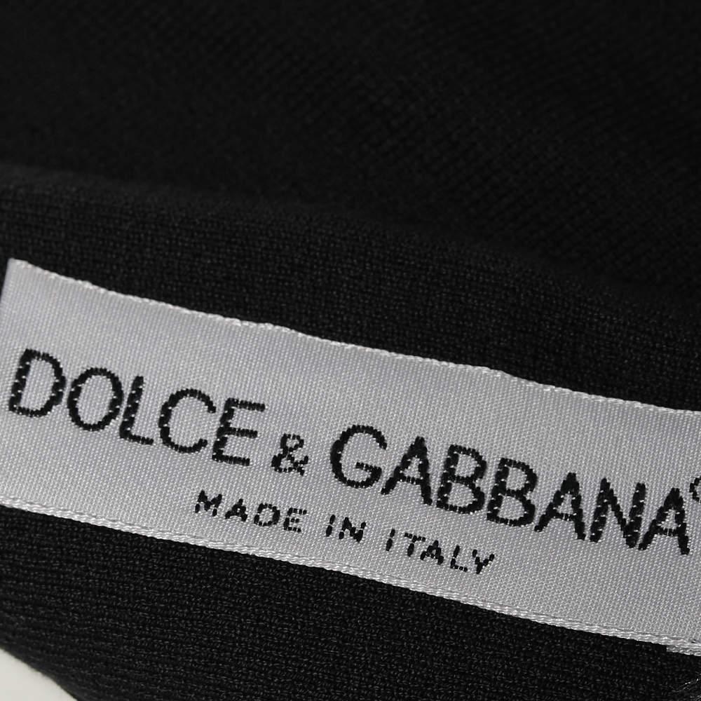 Dolce & Gabbana Vintage Black Checkered Cotton Knit Leggings S For Sale 2