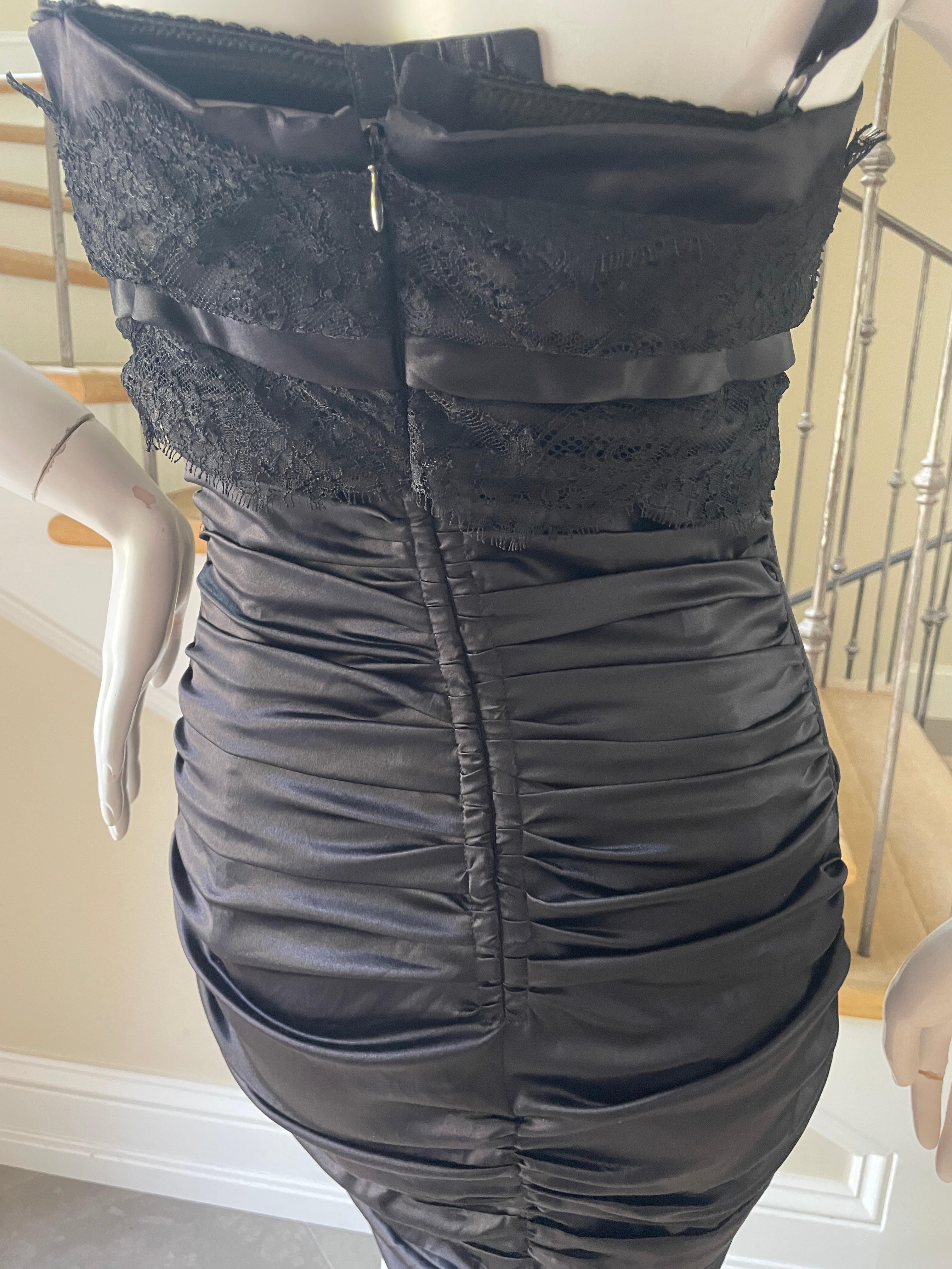 Dolce & Gabbana Vintage Black Cocktail Dress with Lace Bra and Leopard Lining In Excellent Condition For Sale In Cloverdale, CA