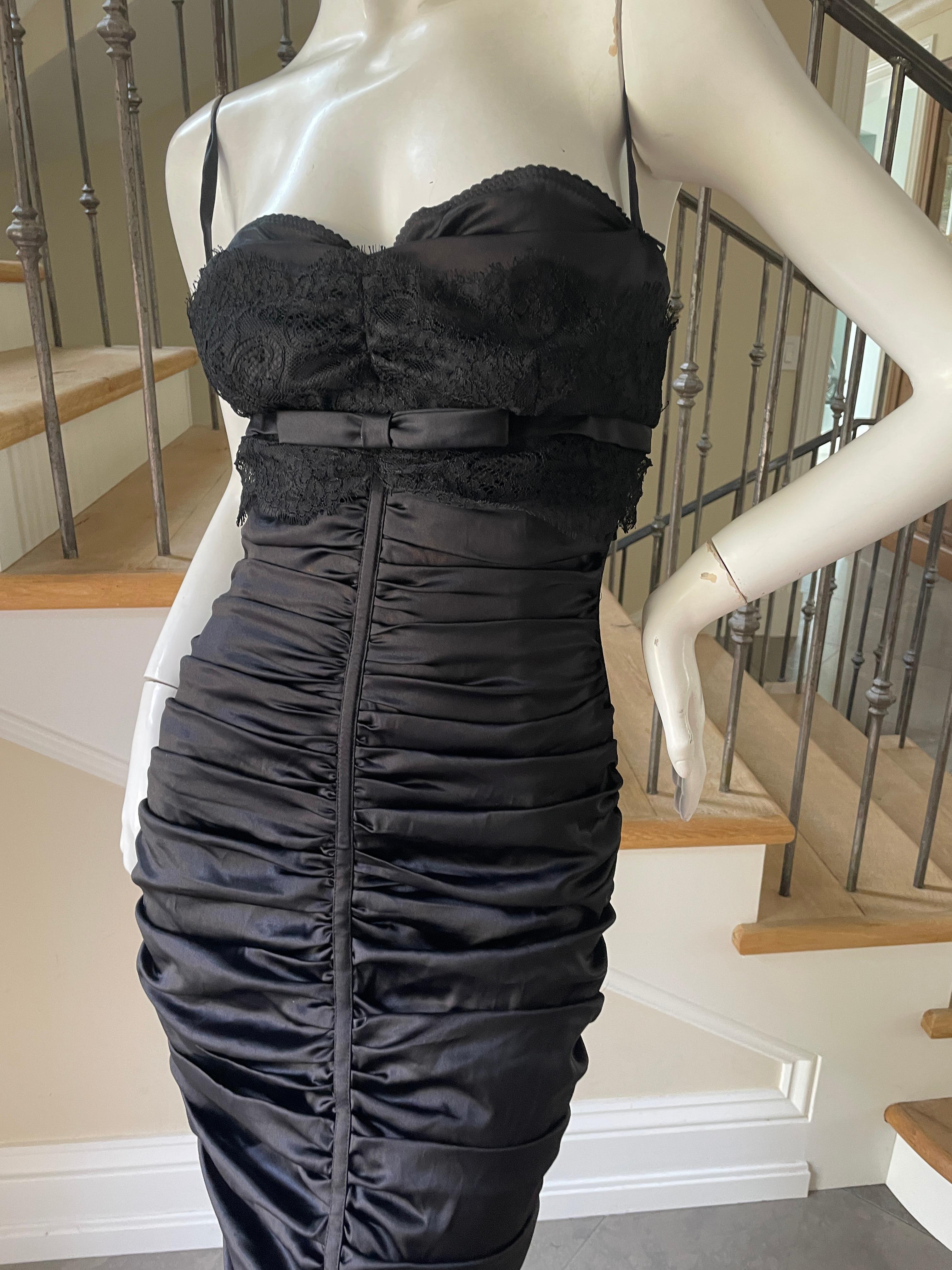 Dolce & Gabbana Vintage Black Cocktail Dress with Lace Bra and Leopard Lining For Sale 1