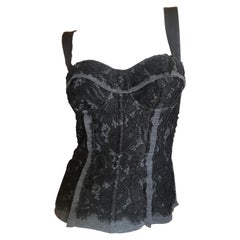  Dolce & Gabbana Vintage Black Lace and Gray Flannel Corset for Browns London
